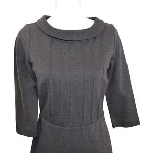 Boden Grey Knit A‑Line Dress Women's US 6P 3/4 Sleeve Retro Classic Work‎ Casual